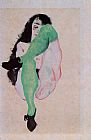 Egon Schiele Girl with Green Stockings painting